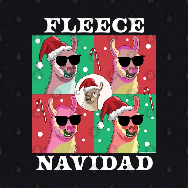 Fleece Navidad Llama - Feliz Navidad Funny Christmas Llama by OrangeMonkeyArt